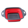 Hot Selling Hollow Square Retractable Folding Vegetable Washing Basket Fruit Basket Plastic Draining Tray 2 Piece Sets in Stock. 