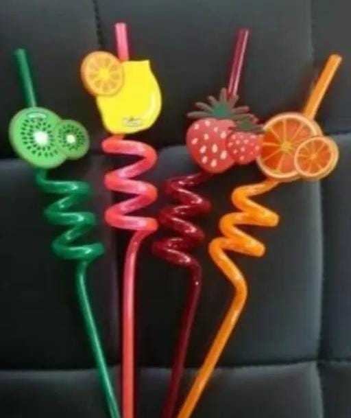Twisty Sips Reusable Straws with Cute Charms, Fun Party Straws for Kids