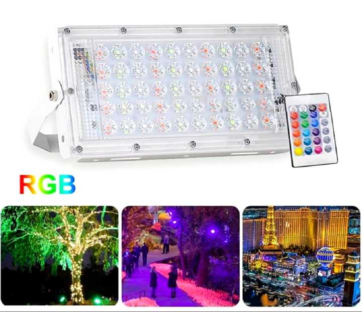 50W RGB Multi Color LED Flood Light with Remote Control AC 220V Waterproof IP66 Spotlight Floodlight Outdoor Flood Light Garden Wall Street LED Light