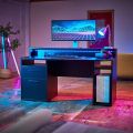 Gaming Desk With LED Lights 48 inch x 24 inch x 30 inch Computer Desk Workstation For Large PC Home Office Desk Perfect Black Desk With Drawers & Storage (Customised). 
