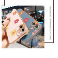 Hontinga for OPPO A15 A15S Back Cover（Free Lanyard）Luxury 6D Plating Falling Flower Side Pattern Case Soft Silicone Square Mobile Cover. 