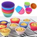 6 Pcs Cup Cake Mould Set Silicone – Multicolour Reusable Silicone Cupcake Moulds. 