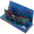 Large Aquarium Decoration Boat Plactic Aquarium Ship Air Split Shipwreck Fish Tank Decor C. 