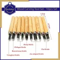 Keep Smiling 10pcs Woodcarving Chisel Set Wooden Handle Hand Carving Tool Wood Carving Tools Art Supplies. 