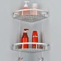 Two Layer Wall Mount Corner Shelf For Bathroom - Aluminum. 
