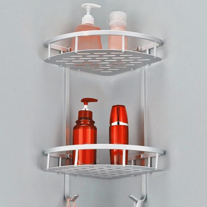 Two Layer Wall Mount Corner Shelf For Bathroom - Aluminum