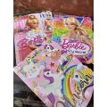 Pack of 3 Colouring Books for girls Barbies collection and Unicorn characters. 