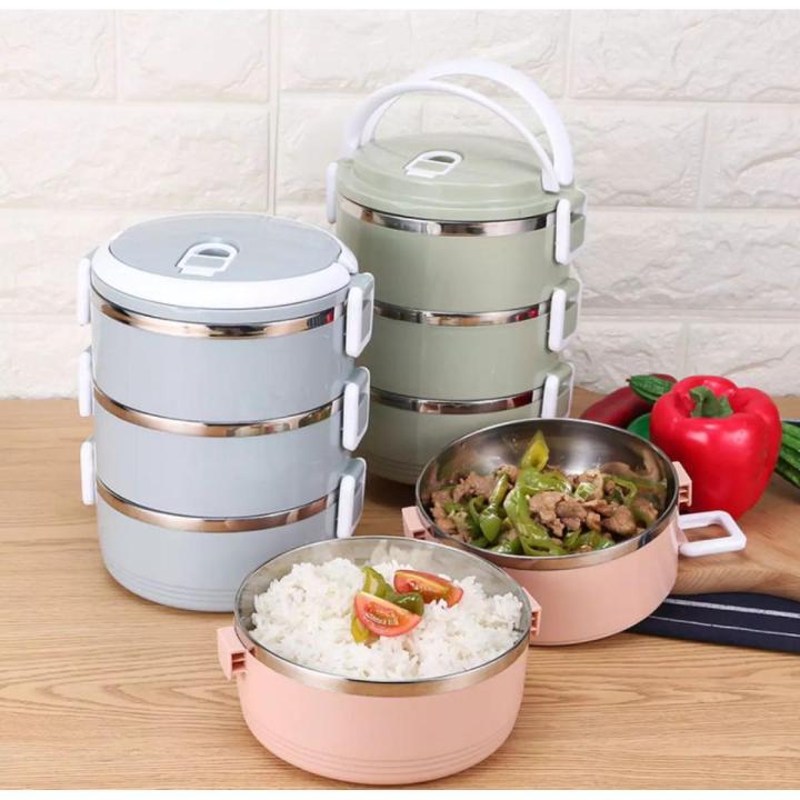 Small Lunch Box 3 Tier Insulated Tiffin Box with Vaccum Seal office thermos Shop Lunch Storage Box