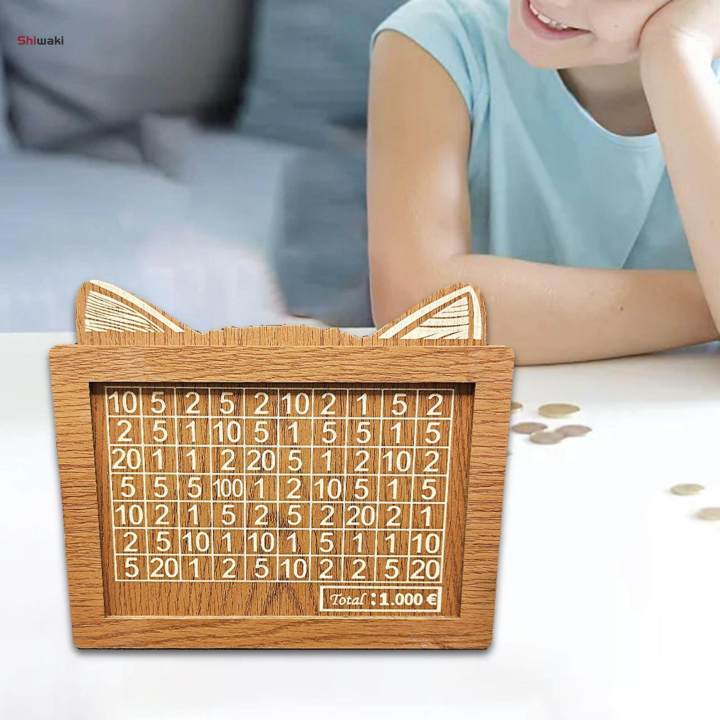 Wooden Money Box with Counter Savings Goal and Girls Adults Friends