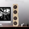 Four Retro Wireless Speaker,12W S6 Wooden Sound TV Portable Speaker Support Plugin Card/FM/Receiving Voice Prompts,for Home,Outdoor,Travel (Log Wood Grain (English Version)). 