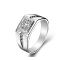 Gentleman Temperament Plated 24K Gold/silver Ring for Men Wedding Rings Trendy Engagement Rings Zinc Alloy for Women Zircon 1 Pc. 