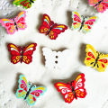 50 Pcs 2 Holes Colorful Butterfly Shape Wooden Buttons Clothes Sewing DIY Decor. 