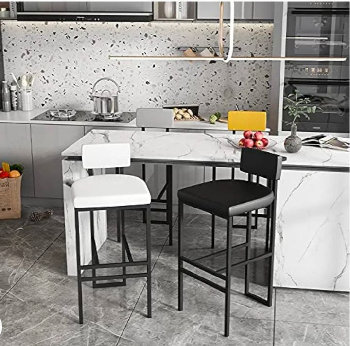 Kitchen%20Counter%20Bar%20Stools,%20pack%20of%201,%20High%20Stools,%20Bar%20Chairs,%20Modern%20Bar%20Cabinets%20Chair%20with%20Comfortable%20Backrest%20and%20Foot%20Pedal%20for%20Living%20Room,%20Dining%20Room,%20Kitchen%20(White%20.Black%20Golden.%2075%20cm)%20-%20Image%202