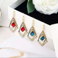 Rhombus Sapphire Earrings Fashion Earrings Valentine's Day Present. 