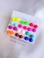 12pairs /pack Multicolor New Korean Style Studs Simple Geometric Mixed Plastic Earrings For Women With Ear Piercings New design New Arrivals  by alika. 