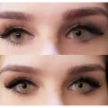 Pair of brown contact lens with free kit and water best quality. 
