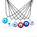 Turkish Lucky Nazar Amulet Wax Rope Necklace Men 3cm Round Oval Purple Pink Blue Acrylic Evil Eyes Pendant Necklace for Women. 