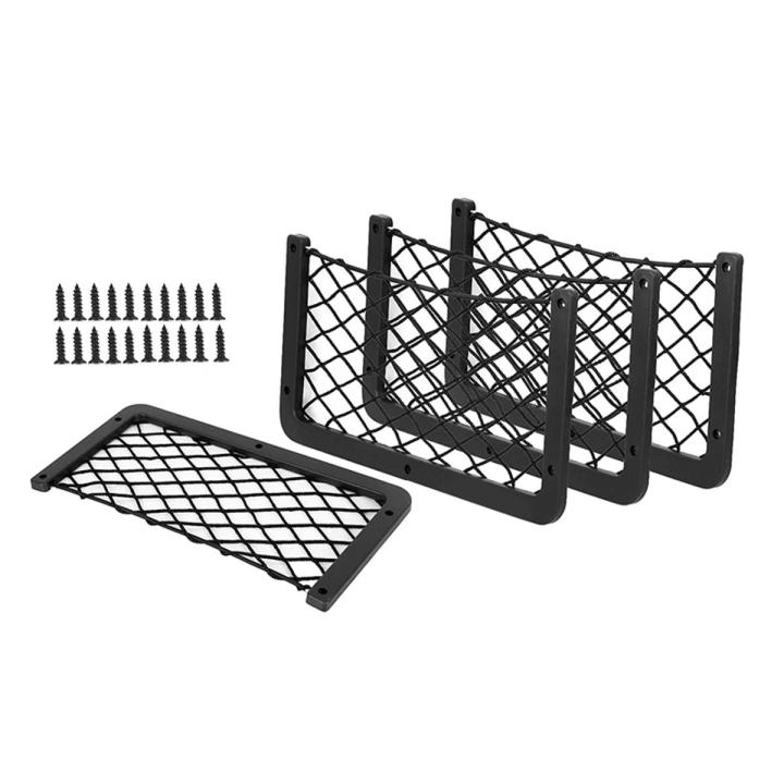 Car Storage Net Bag Car Mesh Net Bag Holder Car Seat Mesh Pocket Framed Mesh Net Pocket with Screws Fit for Auto RV 4Pcs