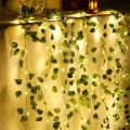 Premium Quality Plug Operated LED and Artificial Leaves "7"Feet Artificial Leaves Length Luminous Romantic and Aesthetic Look for Room and Party Decoration-Indoor and Outdoor-Main Door Balcony-Bedroom Vine Creepers. 