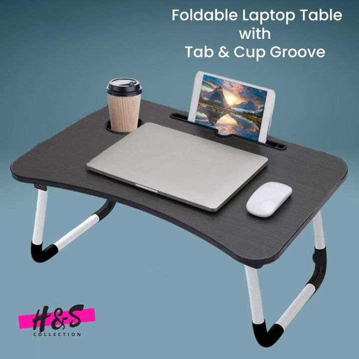 Wooden%20Gaming%20Laptop%20Table%20For%20Bed%20Foldable%20Stand%20Ergonomic%20Portable%20Drawing%20Notebook%20Reading%20Food%20Breakfast%20Serving%20With%20Inbuild%20Tablet%20And%20Cup%20Holder%20Slots%20Couch%20Black%20Brown%20Pink%20Yellow%20Green%20White%20Blue%20-%20Image%202