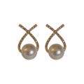 New E 925 Needle Beaded Letter-Printing Pearl tud Earring Korean imple And Compact weet Elegance Earring All-Match Earring Wholeale. 