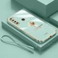 For Xiaomi Redmi Note 8 Back Cover with Lanyard Fashion Shiny Plating Maple Leaf Design Camera Lens Protection Square Edge Soft Silicone Protective Phone Case. 