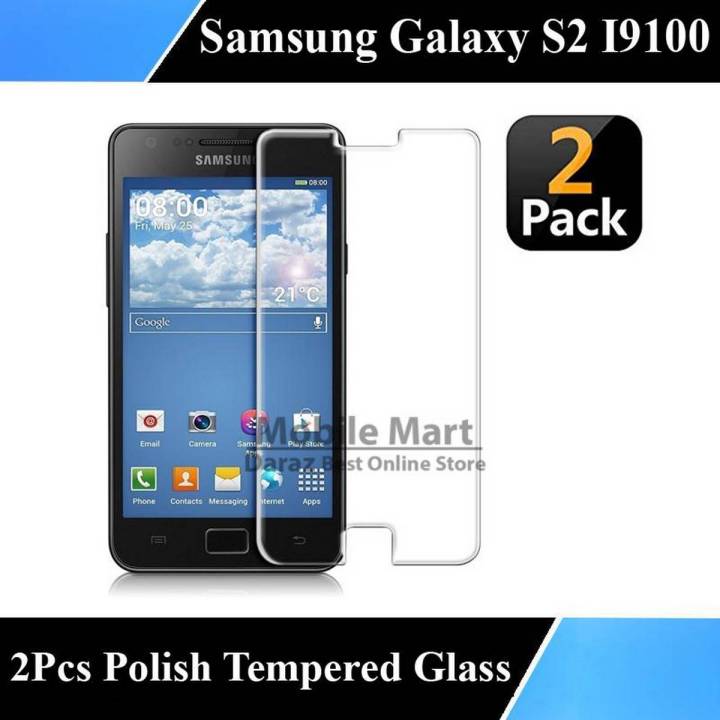 Pack of 2 - Samsung S2 i9100 Tempered Glass Screen Protector Polish Glass Premium Quality Glass For Galaxy s2 i9100