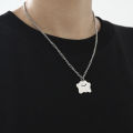 Pokemon Trendy Simple Ditto Titanium steel Cloud Pendant Necklace For Women Men Fashion Anime Halloween Jewelry Gift. 