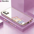 Jizetin (Free Lanyard) for Samsung A31 Back Cover Cute Dogs Luxury 6D Plating Case Side Pattern Soft Silicone Square Phone Cases. 