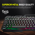 Metal RGB Gaming Keyboard  – Compact Mechanical feel Wired Keyboard with Rainbow Backlight, USB Plug & Play, Anti-Ghosting for FPS Gamers, Office, PC, Laptop, PS4, PS5, Xbox, Windows & Mac- SnapMart. 