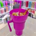 2-in-1 Snack Drink Cup 1pc Popcorn Water Cup Stadium Tumbler 2 in 1 Snack Drink Straw Leakproof Reusable Cinema Beverage. 