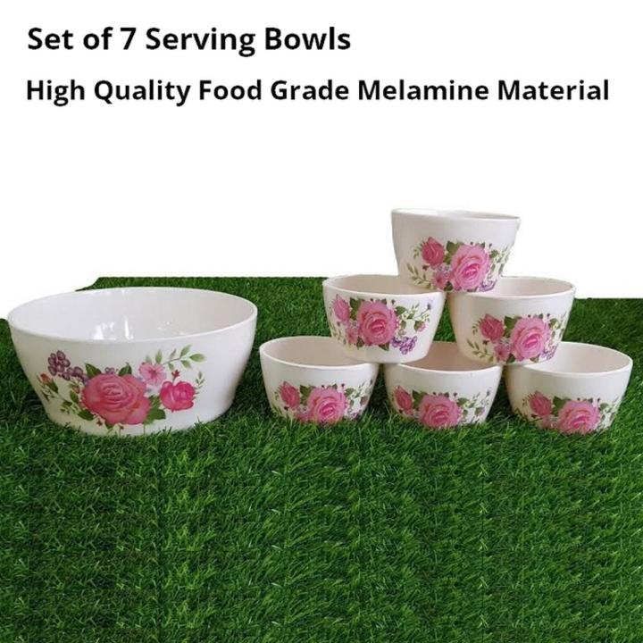 Set of 7 Pieces Serving Bowls Crockery Serving Bowl Set - High Quality Melamine Material Dinnerware Home Kitchen Accessories