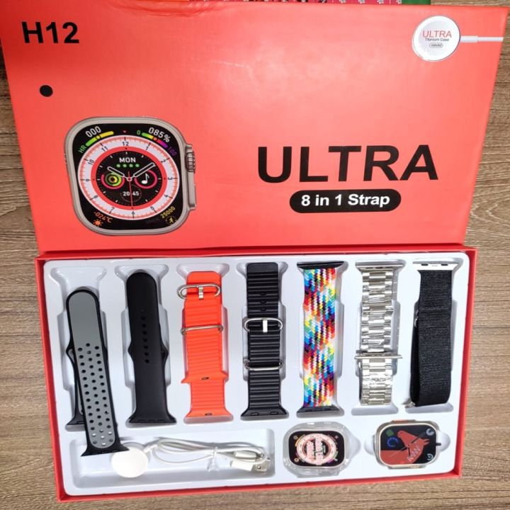 2023 H12 Ultra 7 In 1, ULTRA Series 8 Smart Watch Bluetooth Calling Sleep Health Monitoring 1.9, 2.2 inch IPS Display Screen Smartwatch Pro Heart Rate Monitor Track Voice Assistant HW8 Maxfor Apple IOS & Android