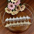 Chic Arabic Hair Accessory Chain Women Headband Crystal Flower Tassels Head Pieces Algeria Wedding Jewelry 18K Gold Silver Color. 