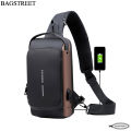 BAGSTREET Fashion Sling Bag With Combination Lock, USB Charging Port, Water Proof, Anti Scratch Shoulder Bag, Crossbody Unisex Bag Chest Bag - Black. 