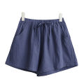 Oversize Shorts Summer Cotton Linen Shorts High Waist Black Shorts Women XL Mini Trousers Casual Basic Short Pants. 
