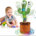 Rechargeable Dancing and Singing Cactus Toy with Recording Lighting Repeats What You Say Fun Toy Gifts for Boys and Girls. 