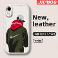 JIUMOO For iPhone Xr Case Fashion Cool Tide Men Thin New Design Leather Soft Back Cover Camera Protection Cases Shockproof Casing. 