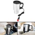 12V Car Heating Cup Car Heated Mug, 450ml Stainless Steel Travel Electric Coffee Cup 14oz. Insulated Heated Thermos Mug. 
