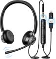 New bee H361 USB Headset with Microphone for PC, Computer Headset with in-line Mute Volume Control Wired Headset for Laptop, Skype, Zoom, Call Center, Meetings, Webinar, Home. 