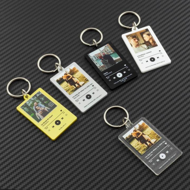 Fully Personalized Custom Spotify SoundCloud Song Acrylic Glass Plaque High Quality Keychain | Best For Anniversaries, Birthday Gifts or Special Occasions | Spotify Key Chain | Keychain Acrylic