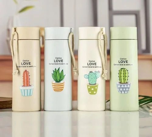 Cactus 400ml Glass Water Bottle - Insulated for Ultimate Freshness - Perfect for School, Gym, and Office Use - Durable Glass/Plastic Hybrid Construction - Leakproof Design - Stay Hydrated in Style BPA Free and Reusable Water Bottles