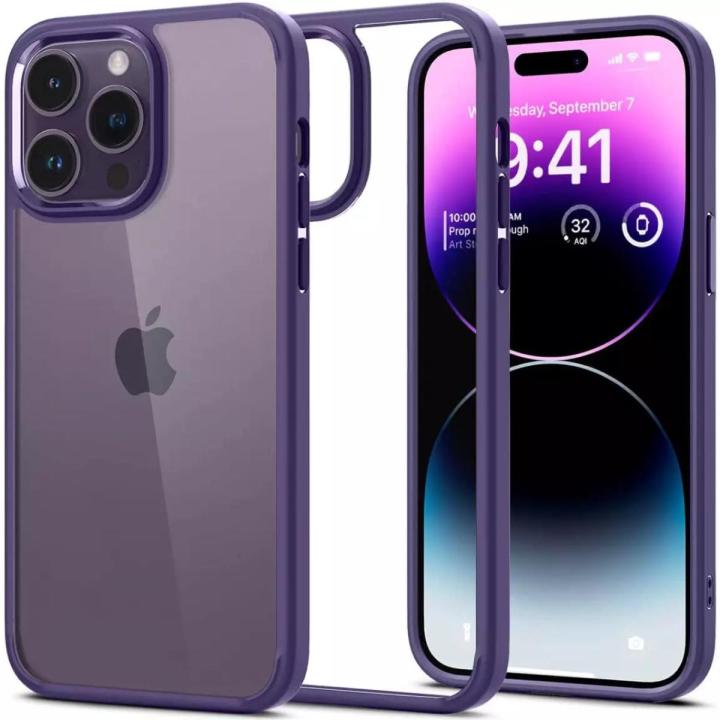 Clear Case with Deep Purple Border for iPhone 14 Pro
