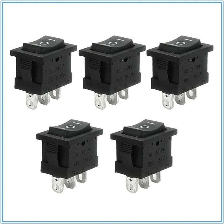 Pack of 5 - 2 Way 3 pin Rocker Switch Button 250v 6A - SPDT ON/OFF/ON Switch For Electronic Circuit, DIYs, Projects