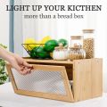 Large bread box bread basket wooden box storage boxes kitchen counter organizer wooden storage box bread storage. roll top breadbox. bread boxes for kitchen countertop. Bamboo wooden boxes. 