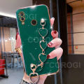 For Huawei Nova 3 Phone Cover + 3D Love Heart Wristband Fashion Ultra Thin Shiny Plating Bumper Soft TPU Silicone Shockproof Protective Case Back Cover. 
