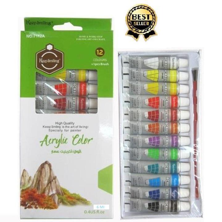 Pack of 12 Good Quality Non Toxic Acrylic Color Set - 6 ml