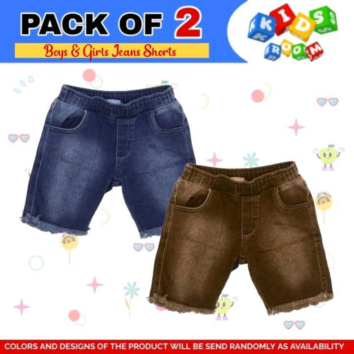 Unique Venue - Pack of 2 & 3 - Stylish Jeans Shorts For Kids ( Unisex )