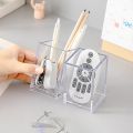 【HOT】 Ins Transparent Acrylic Square Pen Holder Desktop Organizer Student Desktop Finishing Storage Box Makeup Brush Storage Office. 
