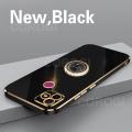 For Itel Vision 1 Plus / Itel P36 / Itel P36 Pro Back Cover with Ring Holder Stand Luxury 6D Plating Square Frame Shiny Case Camera Lens Protection Soft Silicone Mobile Phone Cases. 